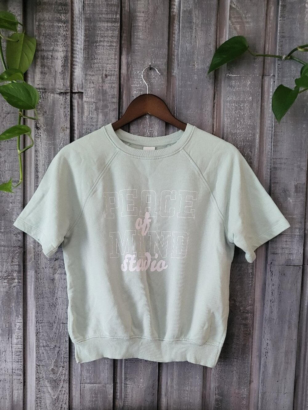Short Sleeve Sweatshirt Green M Peace of Mind Studio - Picture 1 of 9